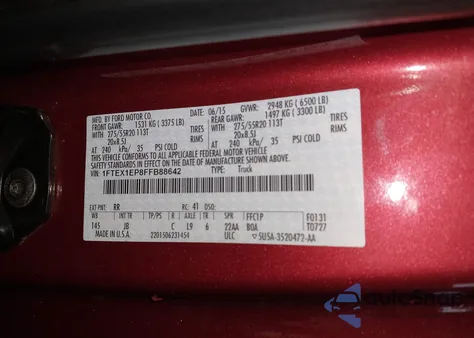 2015 Ford F-150 Xlt из США, поврежденный, VIN 1FTEX1EP8FFB88642